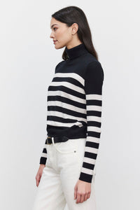 Korie Turtleneck Sweater in Black/Chalk