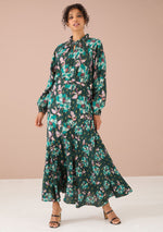 Load image into Gallery viewer, Ara Skirt in Emerald Stained Glass Floral
