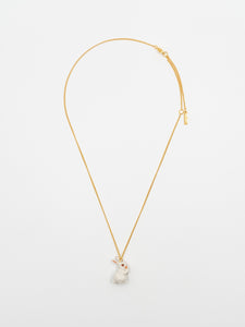 White Rabbit with Carrot Necklace in Gold