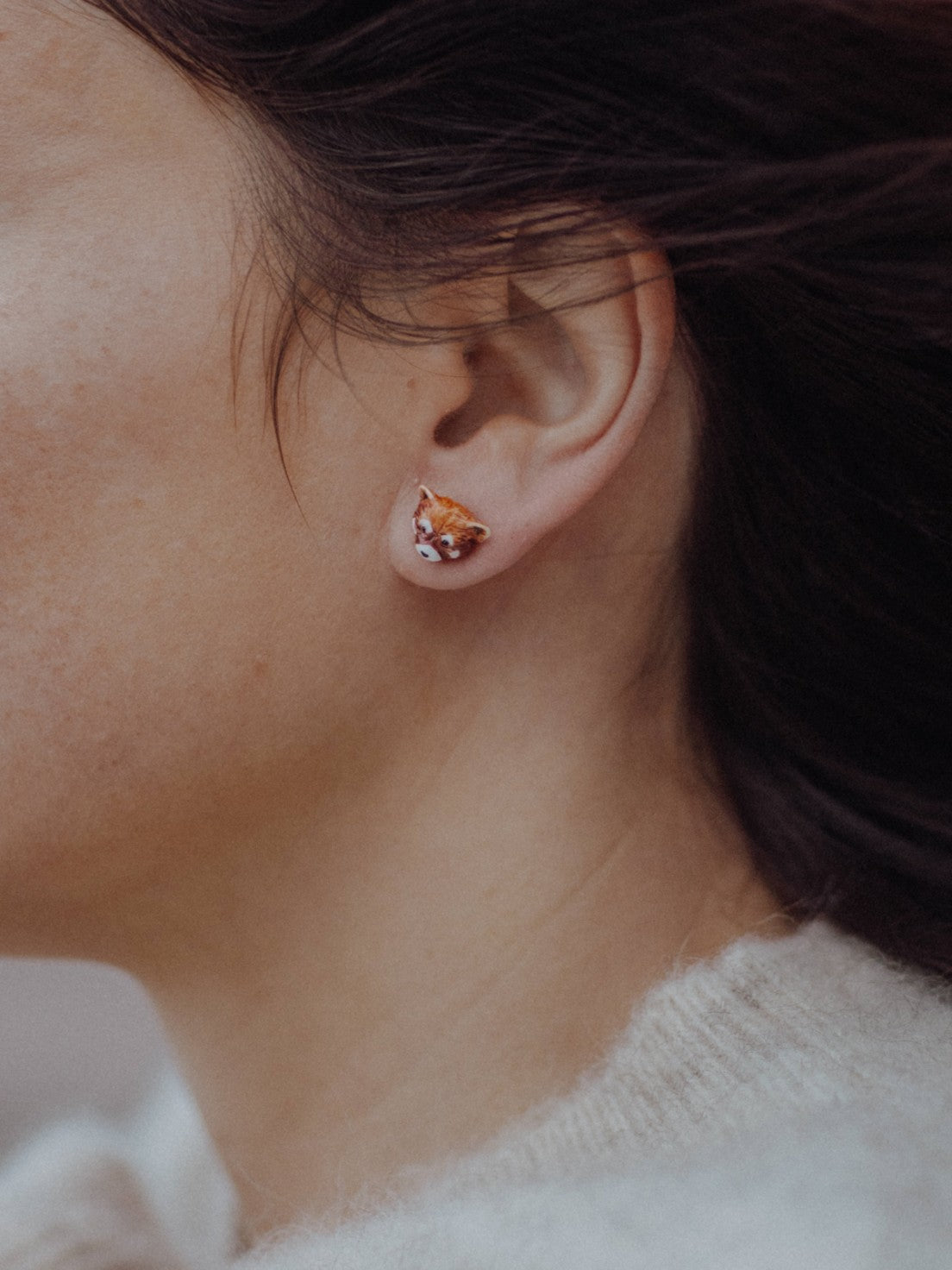 Red Panda Stud Earrings