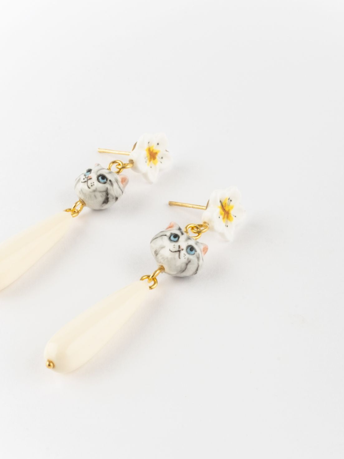 Harvest Time Cat Ivory Drop Earrings