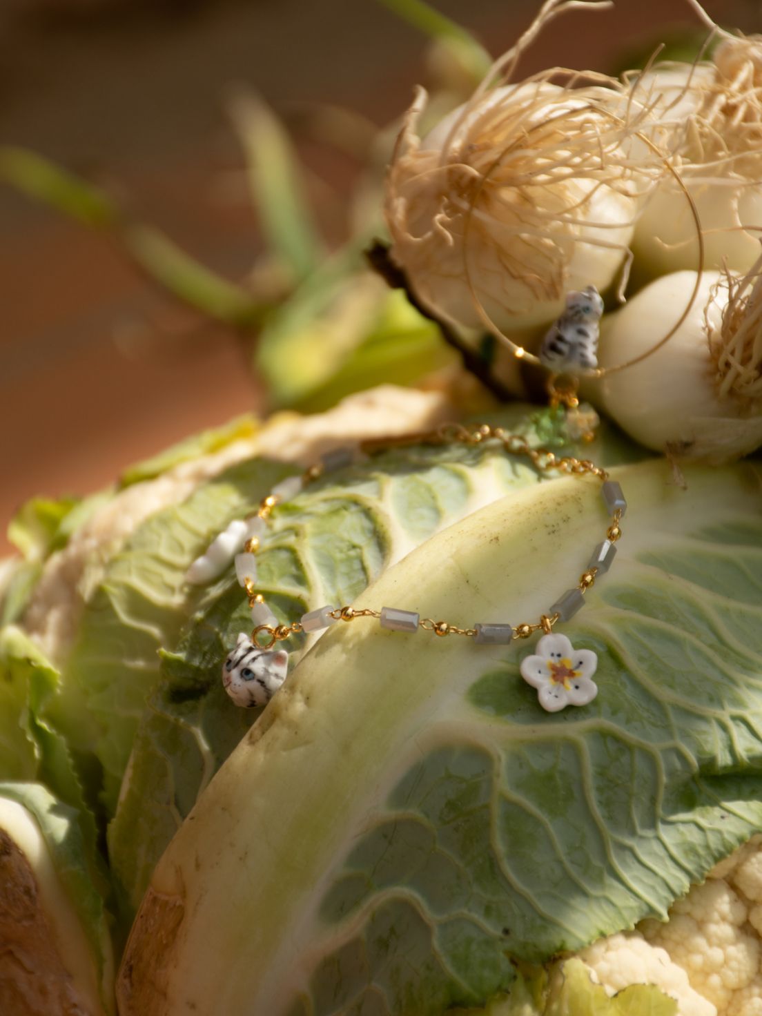 Harvest Time Cat & Flowers Bracelet