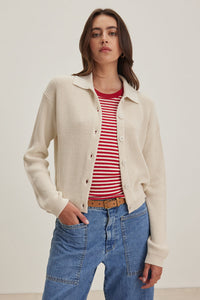 Taj Collared Cardigan in Ivory