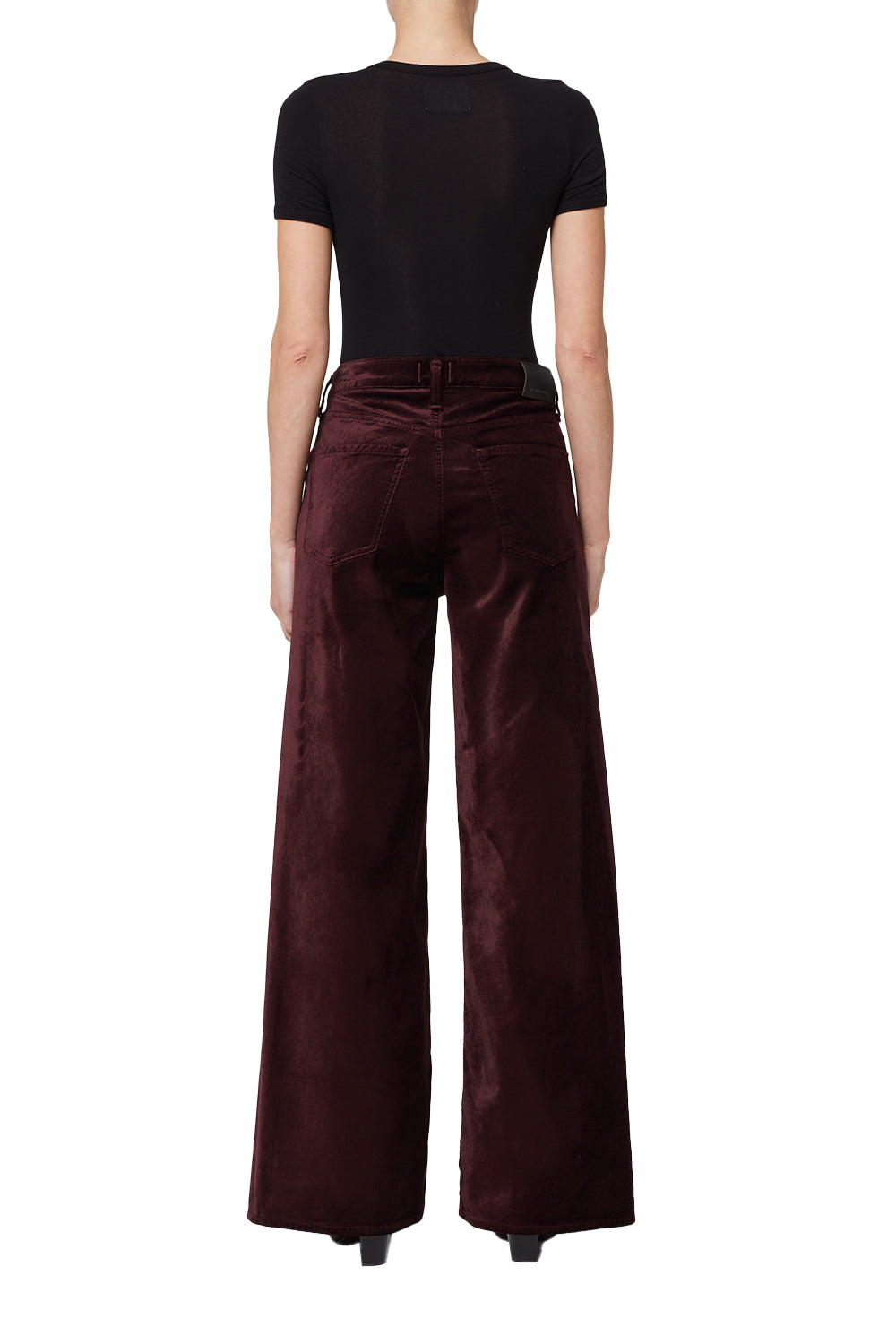 Lolli Mid Rise Baggy Velvet in Burgundy