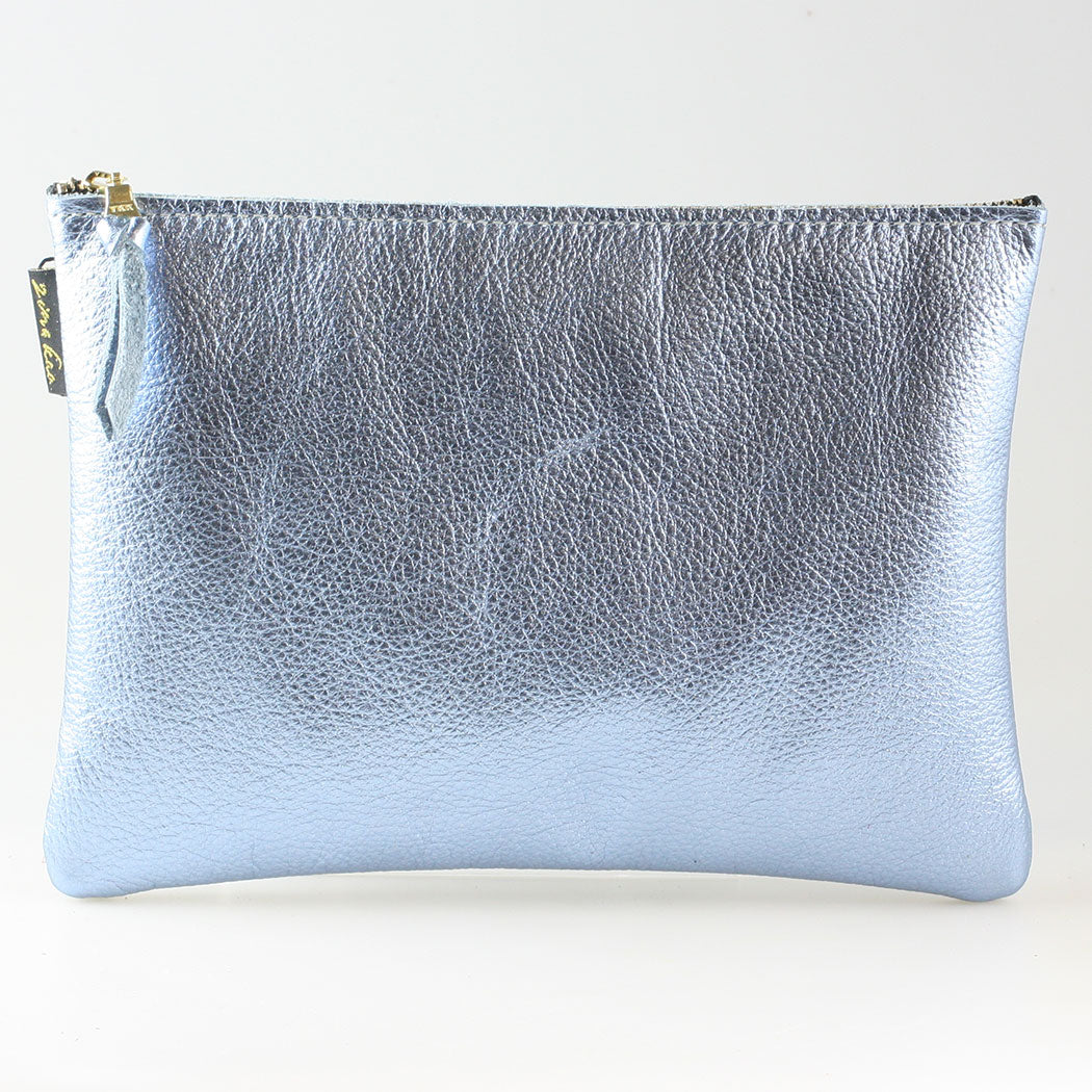 The Metallic Monroe Everyday Pouch in Ice Blue