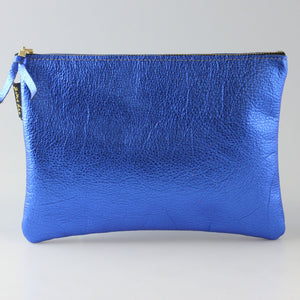 The Metallic Monroe Everyday Pouch in Royal