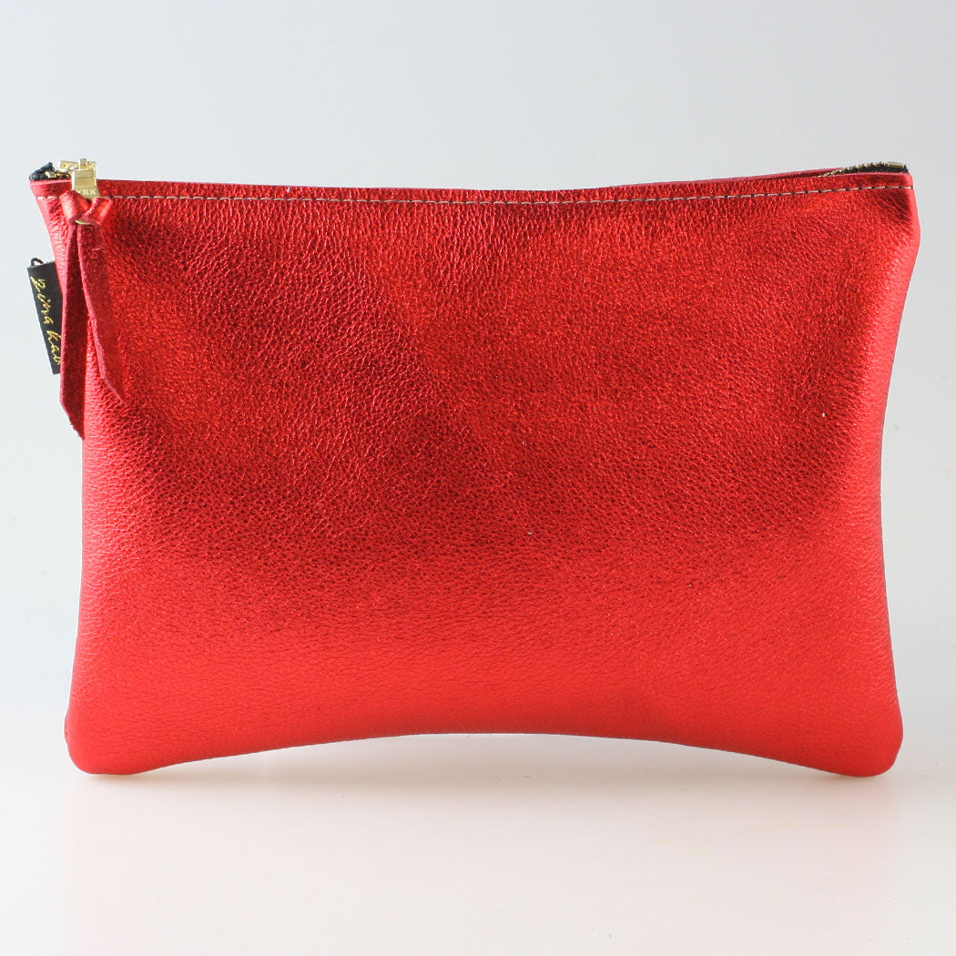 The Metallic Monroe Everyday Pouch in Ruby