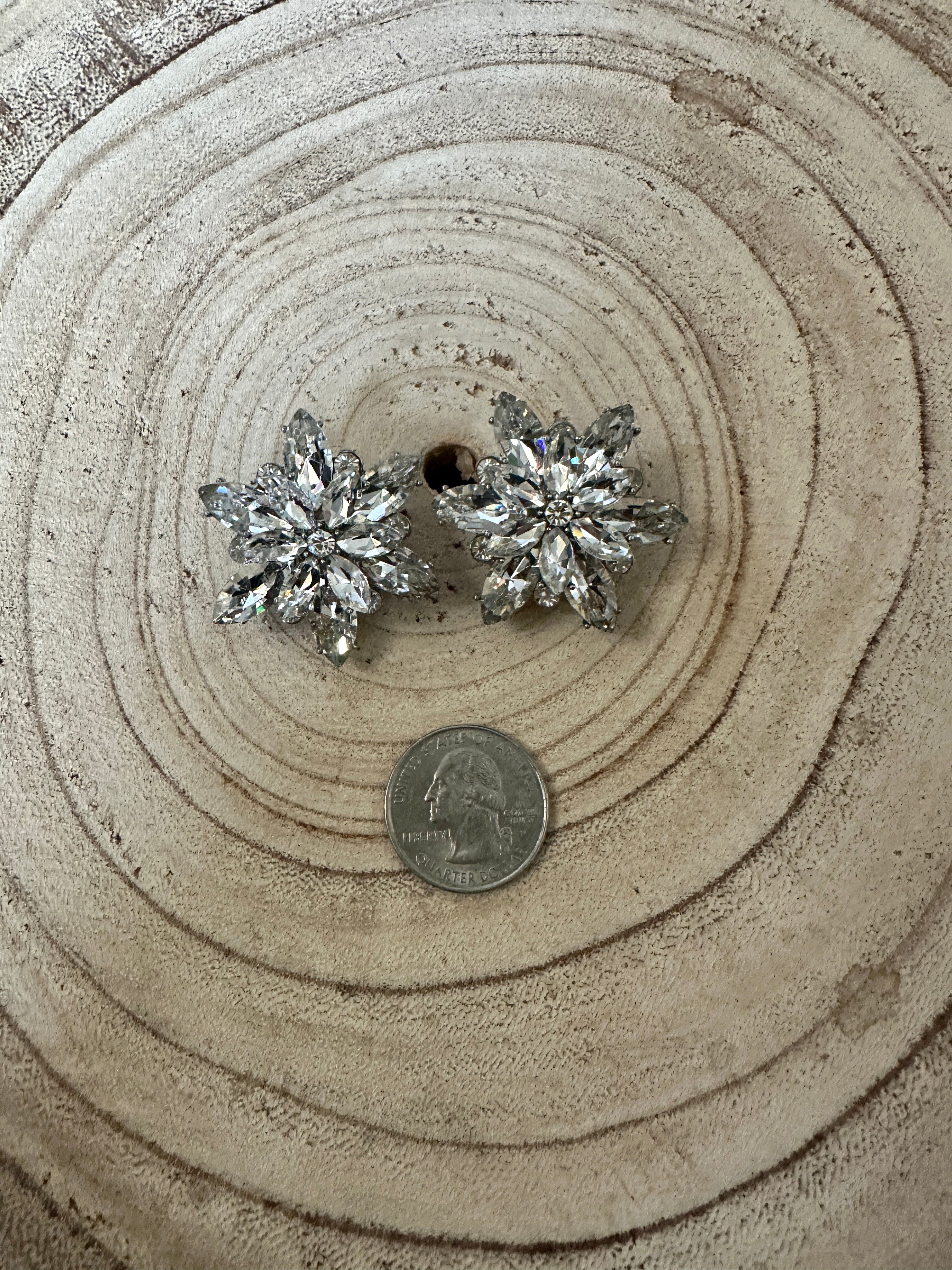 Floral Burst Clip-on Earrings in Clear