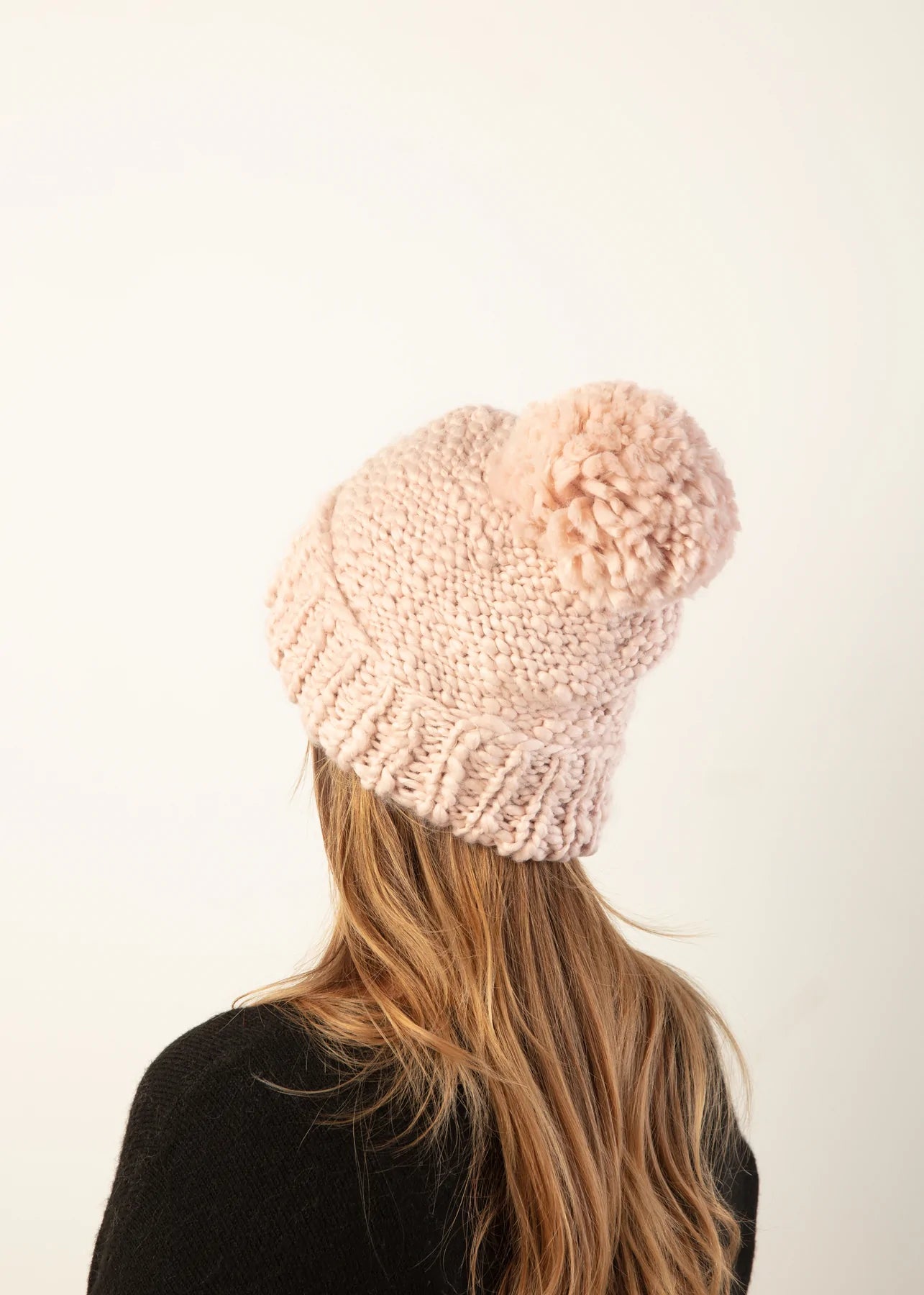 Mango Yarn Pom Pom Hat in Blush