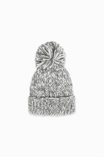 Load image into Gallery viewer, Hand Knitted Candy Cane Pompom Hat in Grey
