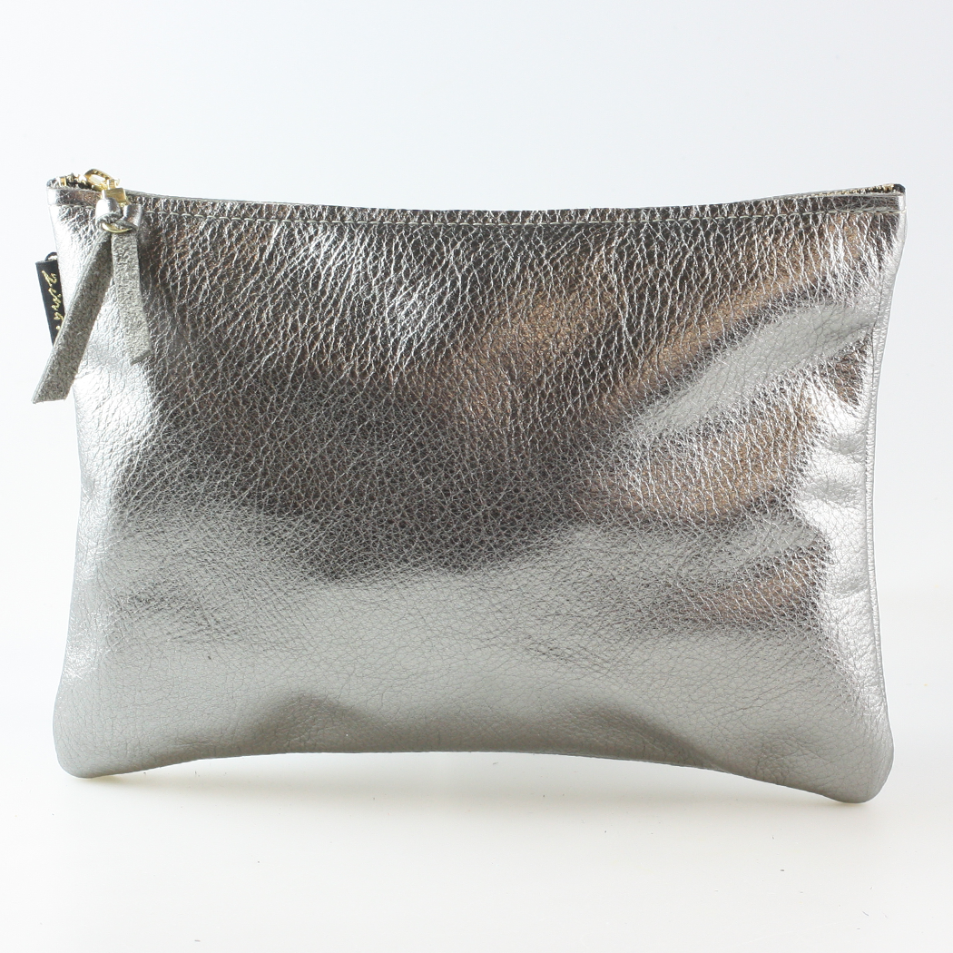 The Metallic Monroe Everyday Pouch in Gunmetal